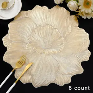 Round Table Mats Set of 6, Camellia Pattern Vinyl Table Mats, Kitchen Dining Wedding Party Decorations, Coasters