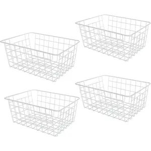 4 Pack Deep Freezer Organizer Bins Stackable Wire Basket for Organizing Metal Wire Storage Baskets for Pantry, Freezer Baskets for Chest Freezer, Upright Freezer