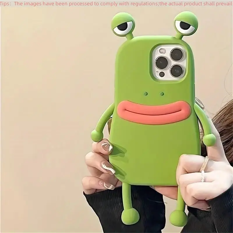 Cute 3D Frog Silicone Case Casing for Smartphone iPhone 17 16 15 14 13 12 11 Pro Max, Shockproof Protective Soft Cover, Fun and Adorable Design, Perfect Phone Protection