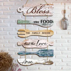 Wooden Hanging Sign, 6 Counts/set Farmhouse Rustic Design Kitchen Interior Wall Decor, Dining Room Decorations, Collage Wall Art in Neutral Colorful Kitchen Decor Sign, Hangable, Hanging Ornaments