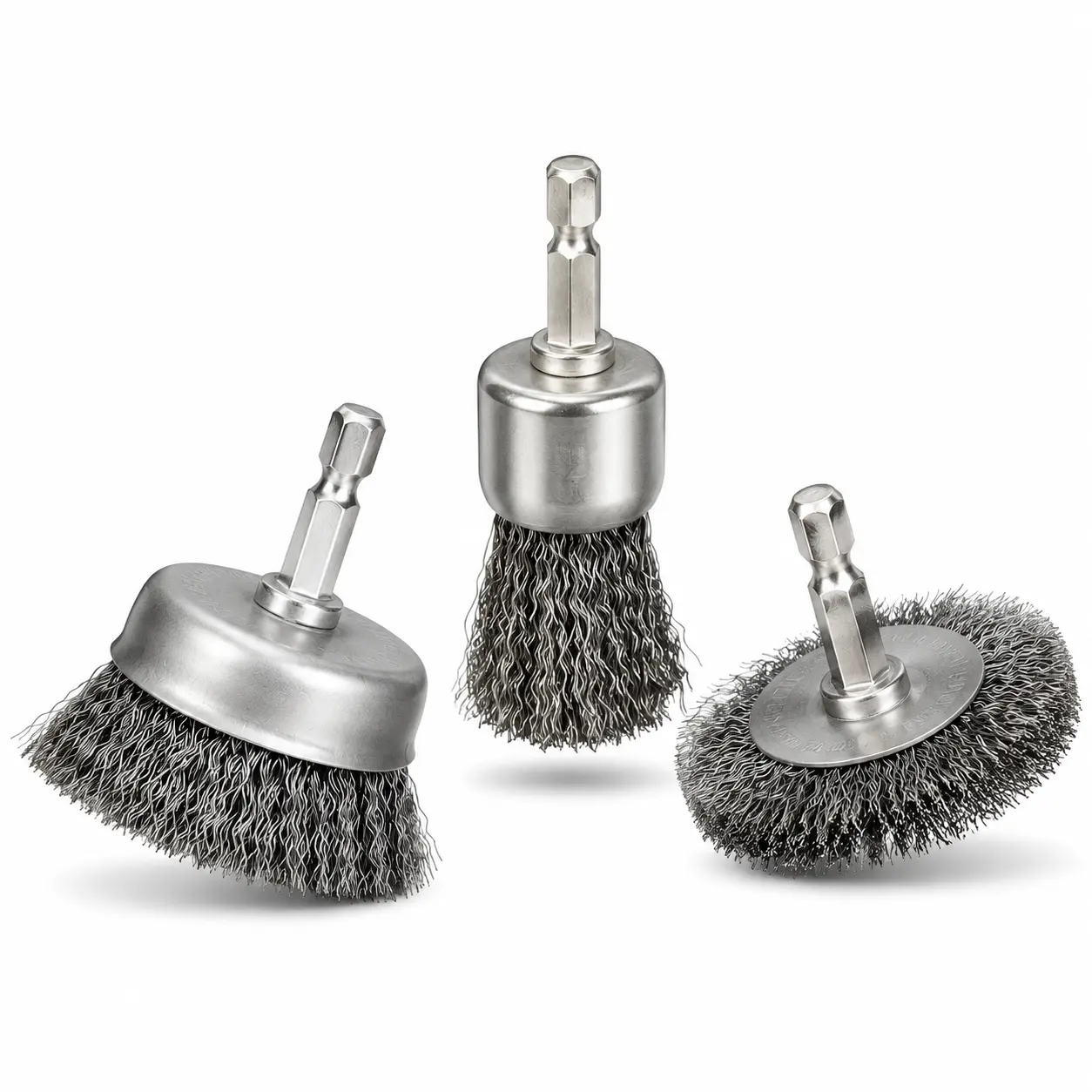 3 Pcs Wire Brush for Drill, Coarse Carbon Steel Crimping Wire Wheel Brush, 1/4 Inch Hex Shank, Cup Brush Drill Bit for Cleaning Rust, Stripping and Abrasive