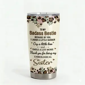 Badass Bestie Unbiological Sister 20oz Tumbler Stainless Steel Travel Mug Unique Graduation Birthday Gifts for BFF Women Girls