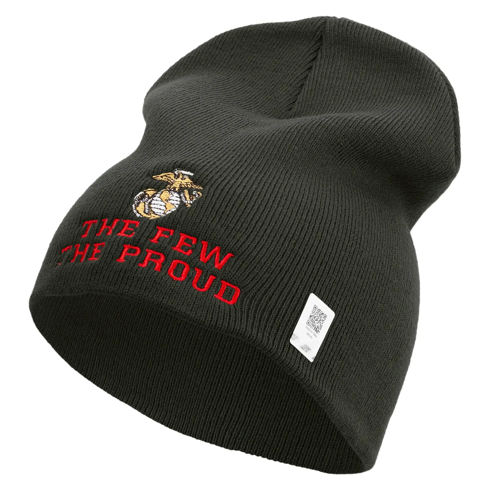 The Few The Proud US Marine Symbol Embroidered 8 Inch Solid Short Beanie