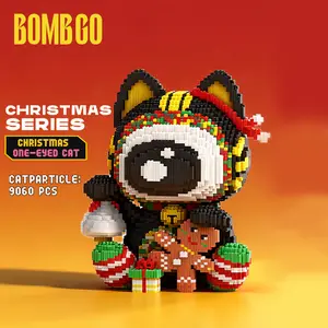 Bombgo Pixel Christmas One-Eyed Cat Building Block 9060 pcs Toys Birthday & Christmas Gift Educational Trendy Decoration Cool Family Bonding Brick BlackFriday Christmas