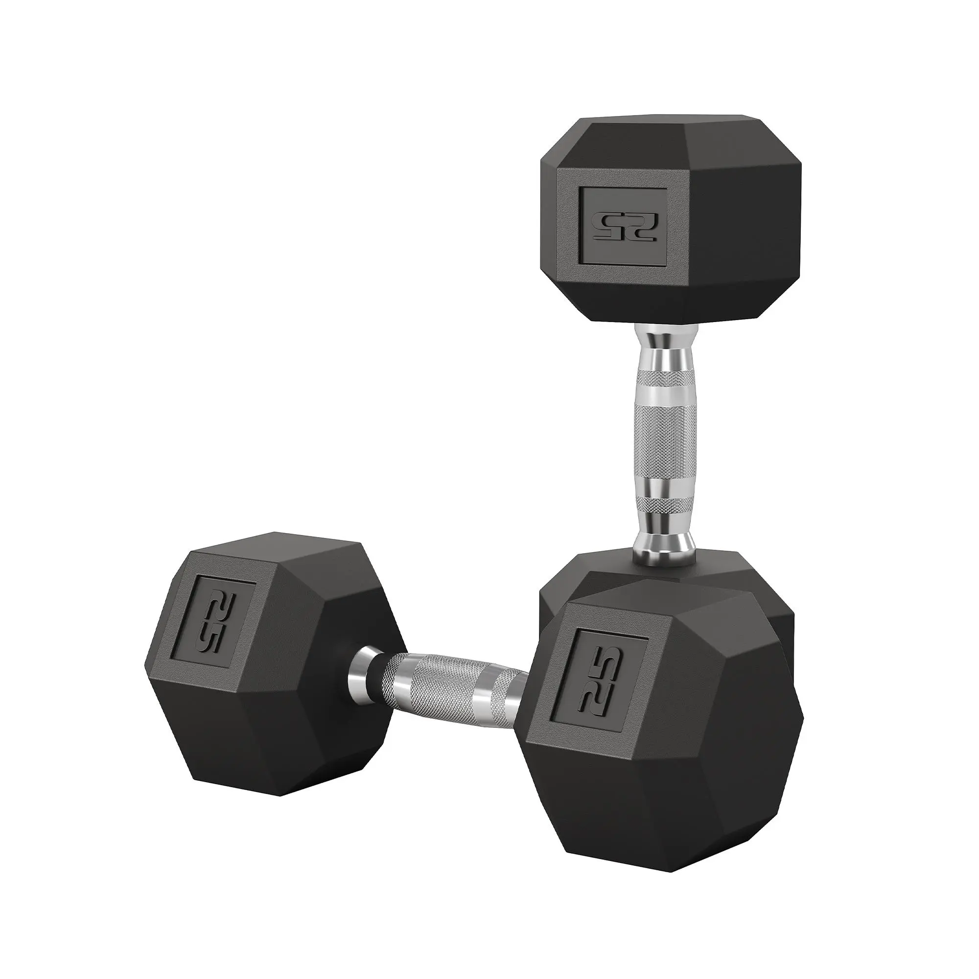Hex Dumbbell Set of 2, Rubber Encased Cast Iron Core with Anti-Roll Design for Home Gym & Functional Strength Training, Unisex Arm Weights with Slip-Proof Grip