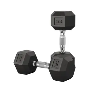 5-50 LB Hex Dumbbell Set of 2, Hand Weights Dumbbells Pair with Cast Iron Core, Rubber Encased Coating and Textured Carbon Steel Handle for Home Gym Strength Training