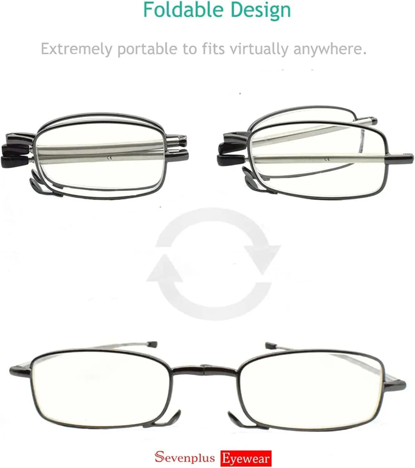 Folding Reading Glasses with Small Hard Case Clear Lenes Readers Easy Carry and Comfort Armless Pocket Readers with Protective Keychain Case