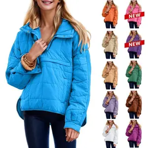 Women's Oversized Hooded Puffer Jacket Quilted Lightweight Winter Warm Pullover Padded Hoodies Coat