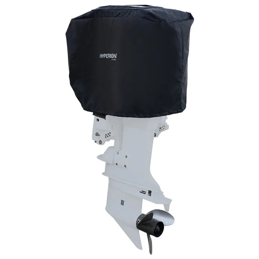 Hyperion® Large Outboard Motor Cover with 12W Solar Charger - Polyester Boat Accessory, 36x17x28 Inches, 6-Foot Extension Cable, UV Protection, Drawstring Fit, All-Season Battery Charging Solution