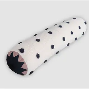 Bolster Tufted Polka Dot Decorative Throw Pillow Off White/Black - Opalhouse