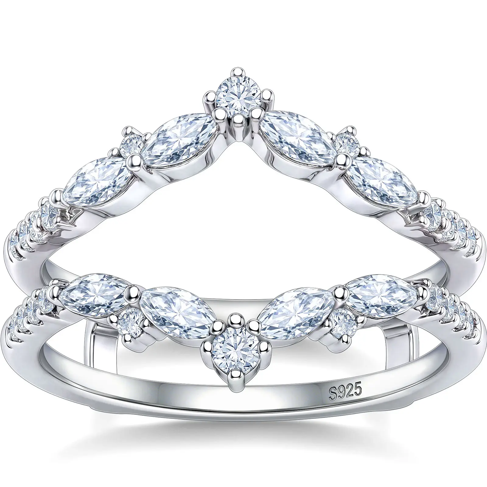 Heinlov Moissanite Ring Enhancer 925 Sterling Silver Wedding Band for Women Size 5-10