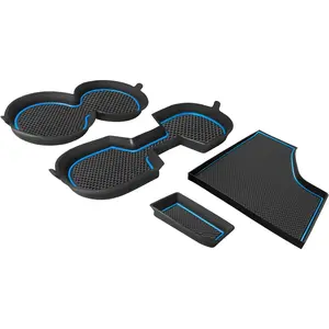 Cup Holder Inserts Coaster for Nissan Sentra Accessories 2025 2024 2023 2020-2022 3D Silicone Cup Holder Coaster Center Console Liners Non-Slip Mats Pad 4pcs Set (Blue Trim)