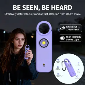 TikTokShopBlackFriday Women's Personal Safety Alarm 3-in-1 Rechargeable Emergency Alarm with 135dB Siren Strobe Light Keychain for Women Men Children Seniors USB-C Battery LED Flashlight IP44 Waterproof Pink Fashion Keychain