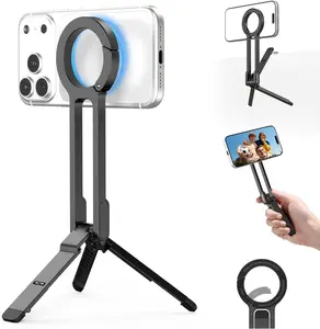 Magnetic Phone Tripod, Lightweight Aluminum Tripod with Carabiner for Streaming, Office & Outdoor Use