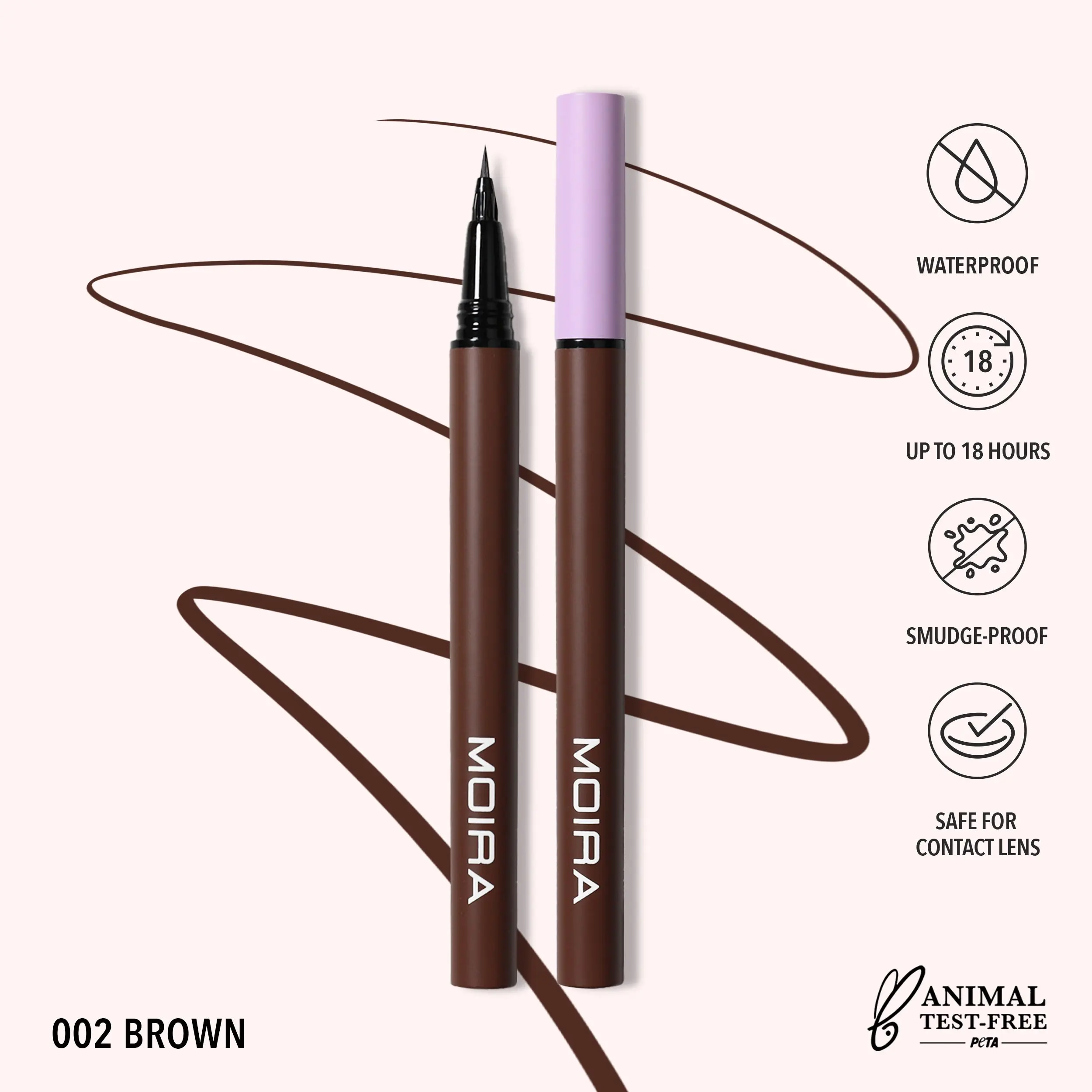 MOIRA | Micro Tip Liquid Liner (002, Brown) | Ultra-Fine Waterproof Eyeliner for Precise Definition