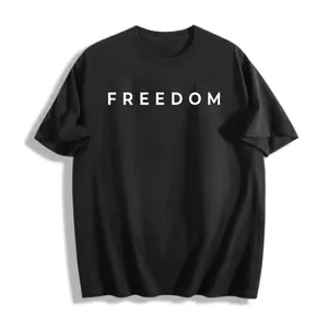 Minimalist Style Men's T-Shirt Freedom Text Design Casual Wear For Everyday Use Gift For Him