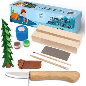 Carving Kit for  DIY 08 - Whittling Kit for Beginners - Hobby Kits for Boys - Whittling Set Includes Safety  Carving  for , Basswood Blocks