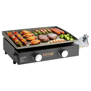 VEVOR Commercial Griddle, 22.4 Heavy Duty Manual Flat Top Griddle, Countertop Gas Grill with Non-Stick Cooking Plate, Countertop Gas Griddle, H-Shaped Burner Restaurant Portable Grill, 13, 000 BTU