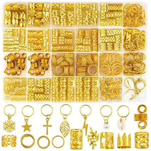 259 Pcs Hair Jewelry for Braids, Loc Jewelry for Hair Dreadlock, Charm Accessories for Women, Metal Gold Braids Rings Cuffs Clips for Dreadlock Accessories Clips Rings Extensions Decorations