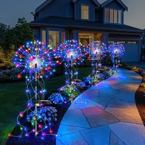 Solar Firework Lights Outdoor DIY Ground Insert Jellyfish Light Strip, Customizable Shape, 8 Adjustable Modes, Christmas Holiday Decorations, Garden Glow Light, Solar Garden Lights