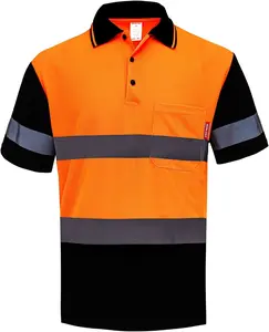 Polo Shirt for Men High Visibility Reflective Shirt with Pockets for Construction