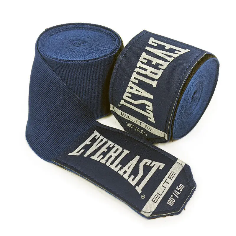 Elite Boxing Hand Wraps, Navy, 180in Cotton-Polyester Breathable Wrap, Boxing Equipment with Secure Hook-Lock for Training Safety, Wide Thumb Loop