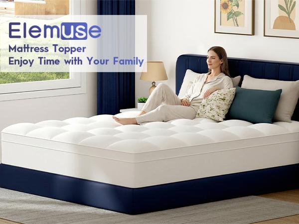 【TikTok Shop Mother's Day】ELEMUSE Extra Thick Mattress Topper for Back Pain, Plush Soft Pillowtop with Elastic Deep Pocket, cooling Down Alternative Filling, Soft Pillow Top for Better Sleep & Back Pain Relief 【TikTok Shop Mother's Day】ELEMUSE Extra Thick Mattress Topper for Back Pain, Plush Soft Pillowtop with Elastic Deep Pocket, cooling Down Alternative Filling, Soft Pillow Top for Better Sleep & Back Pain Relief