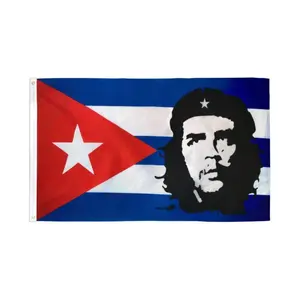 Che Guevara Cuba Print Polyester Wall Decor Flag, 3x5ft Dye Sublimation Banner with Header Tape for Home, Festive Party Backdrops, Wall Decor Flags