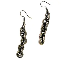 Milla Dangle Earrings | Gunmetal & Olive Chain Earrings | Statement Style