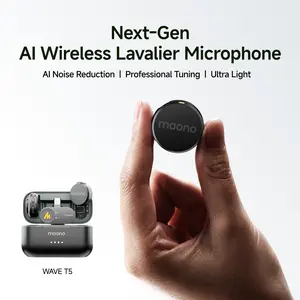 Maono T5 Lavalier Wireless Microphone with Charging Case, Audio Noise Reduction,compatible with PC Cameras, iPhones, Type-C, and Lightning Android Smartphones, Ideal for TikTok Video Vlogging, Streaming, Recording,Interviews,Content Creation.