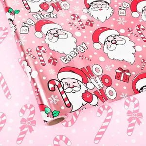 Reversible Christmas Wrapping Paper Roll - Metallic Foil  Wrap with Xmas Design for Holiday Winter (Big Nick Energy - , 17 In X 16.5 )