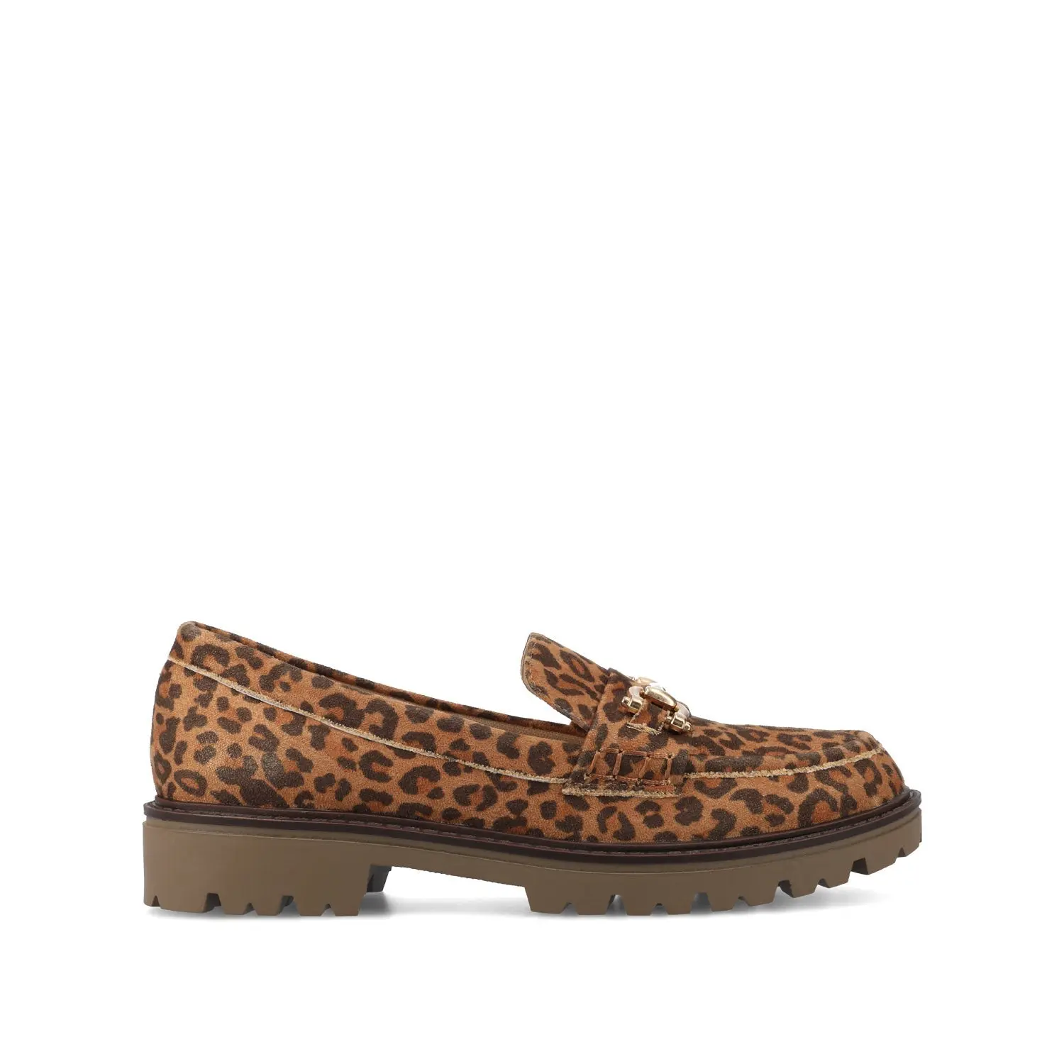 Journee Collection Jessamey Loafers - Wide Width Vegan Leather Slip-On Loafer Flats for Women - Comfort Insole - Leopard Print