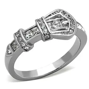 Women's Clear Crystal Stone Stainless Steel Buckle Ring - Perfect for Any Occasion