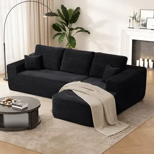 104" Cloud Sectional Couch with L-Shape Chaise and Side Pockets , Modern Modular Design, Deep Seating, Upholstered Couch for Living Room/Bedroom, No Assembly Required (Plush Fabric), Left-facing, Couch In A Box，Bonelesscouches Compression Sofa Bed