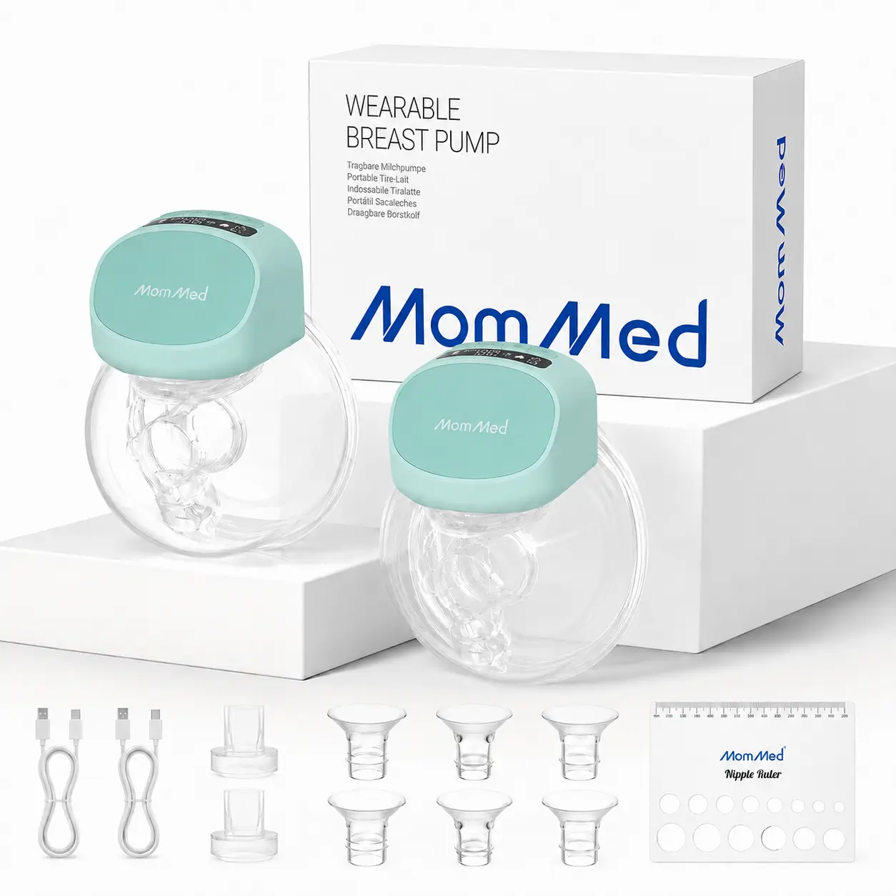 MomMed S10 Pro Double Hands-Free Wearable Breast Pump, Electric Pump with 3 Modes & 9 Levels, LCD Display, Rechargeable Portable Breast Pump for Nursing Moms