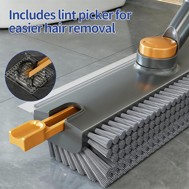 360° Swivel V-Shape Floor Scrub Brush with Squeegee, 2-in-1 Cleaning Brush for Bathroom & Kitchen