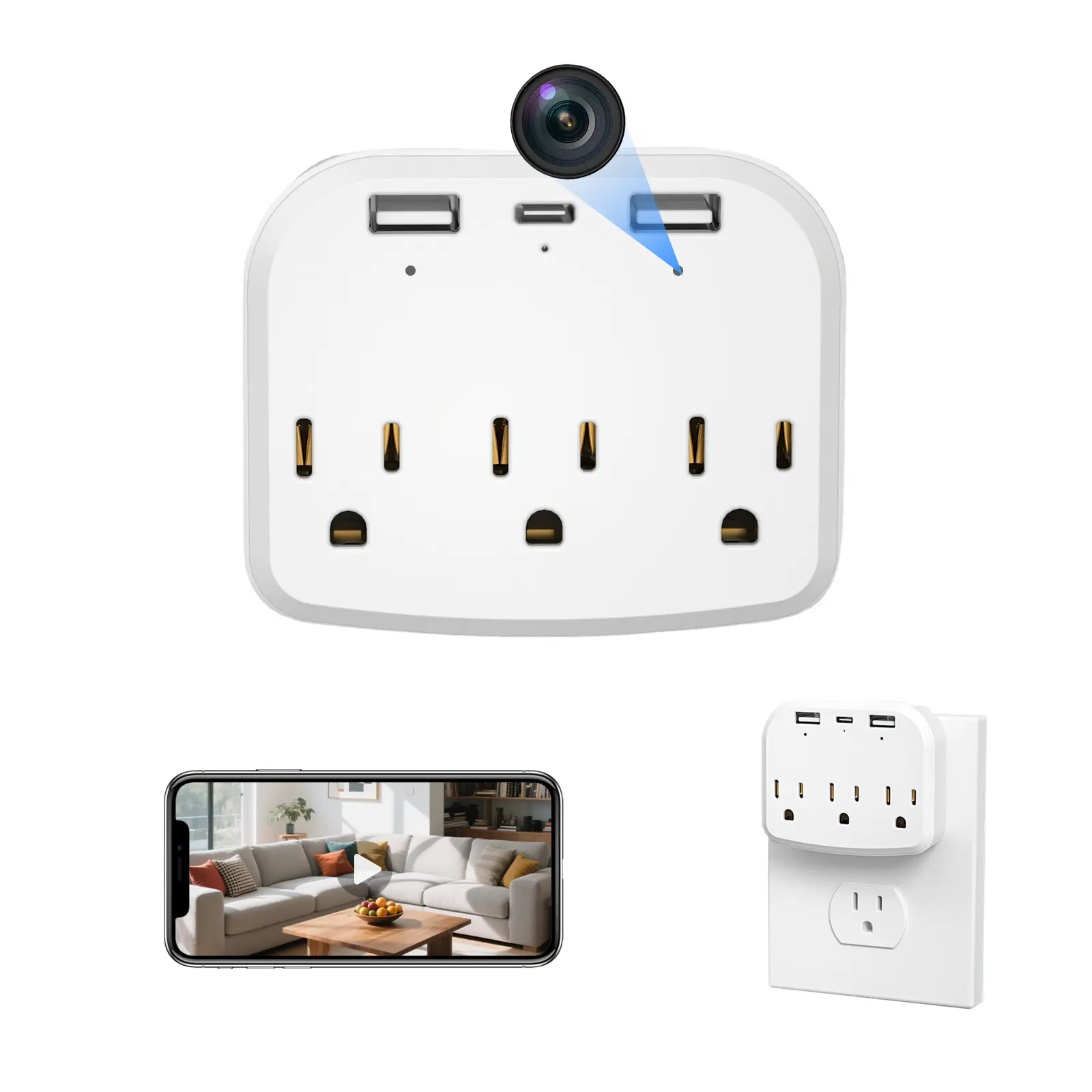 1080 Full HD Wireless Mini Cameras,Small Nanny Cam,Wall Outlet WiFi ...