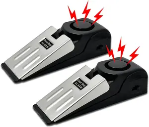 2-Pack Home Security Door Stopper Alarm - Easy to Install No Tools Needed, 3 Sensitivity Modes, 120DB Loud Anti-Theft Alarm, Stainless Steel Pressure-Resistant, Instant Alarm When Pushed