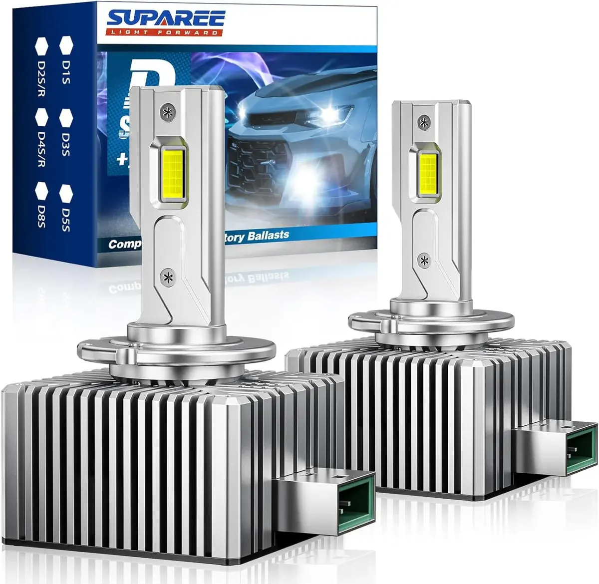 Suparee D1S D1R D3S D3R D4S D5S Bulbs, Xenon HID Replacement Lights, Plug and Play Fog Light Bulbs, Pack of 2