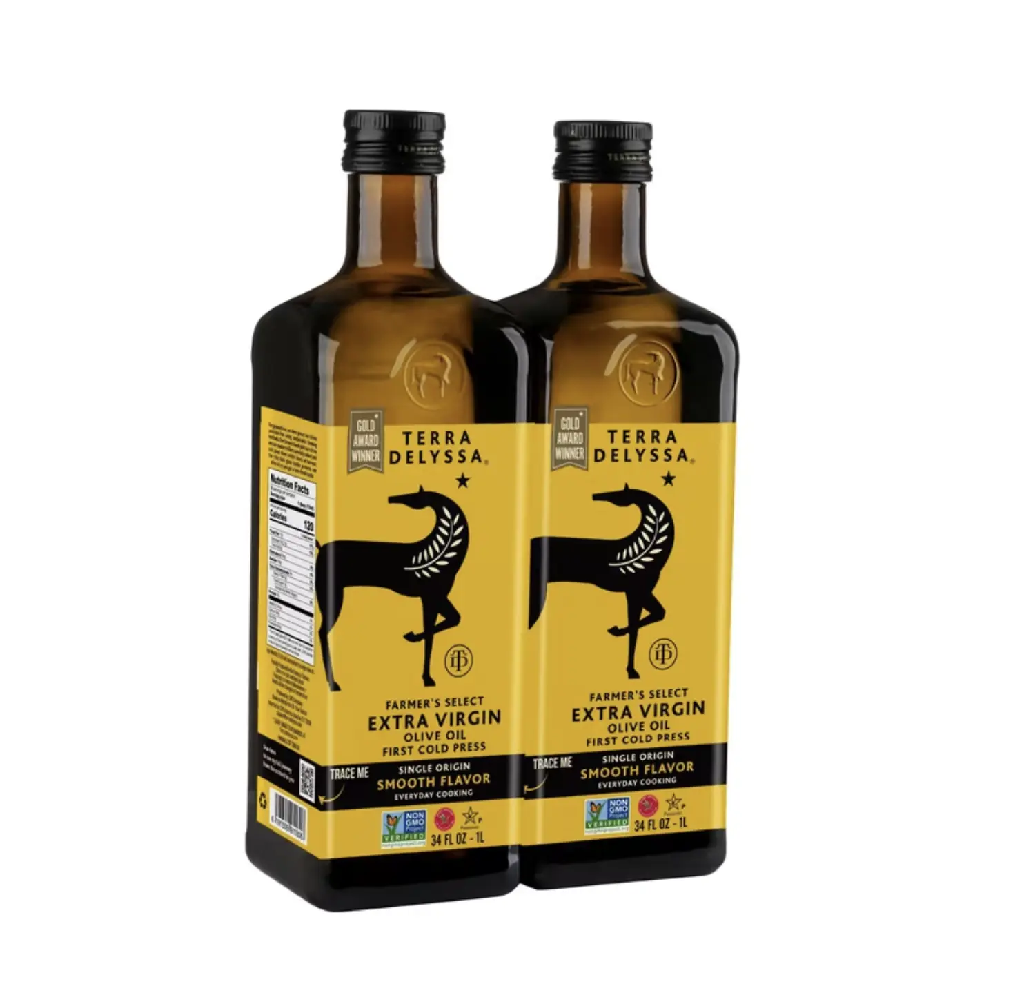 2 Pk Terra Delyssa Farmer's Select Extra Virgin Olive Oil, 34 fl.oz Each