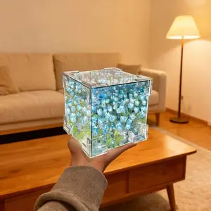 2PCS DIY Tulip Cube Mirror Lamp 30 Flower DIY Handmade Night Light for Bedroom Gifts for Teen Girls Gifts for Mom Tulip Cube Mirror Night Light