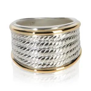 Pre-owned NY154286 David Yurman Yellow Gold And Sterling Silver 5 Row Cable Band