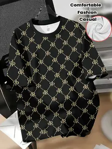 Fashion Letter Digital Print T-Shirt, Comfortable Breathable Casual Short Sleeve, Perfect Gift for Friends
