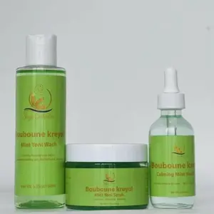 Bouboune Kreyol Feminine Care Bundle - Antibacterial, pH-Balanced Intimate Wash, Cleansing Oil, Moisturizing Scrub Set (Refreshing Astringent, Deodorant Use)