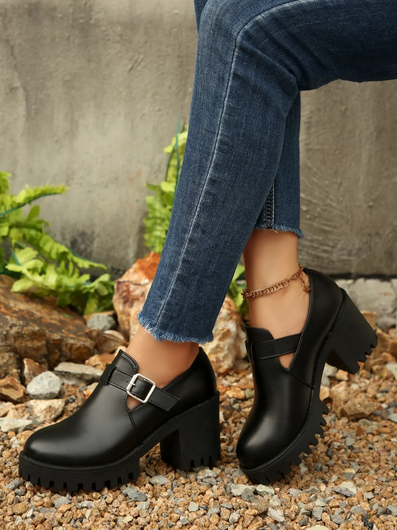 Women's Thick Sole Rubber Casual Single Shoe, Fashionable Comfort Soft Bottom Loafers, Thick Soled Loafers, Slip-On High Heel Shoes for Running Outdoor Beach, Slip On Platform Rubber Slip Ons, Summer Casual Shoes, Casual Wear Shoes, Black