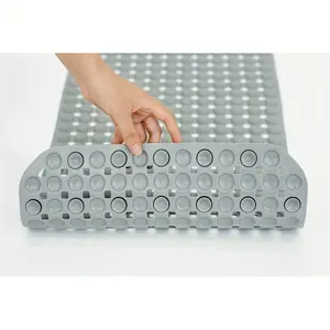 1pc Non-Slip Bathtub Mat, Anti Slide Shower Stall & Bath Rug with Drain Holes and Suction Cups, Home Bathroom Carpet Accessory