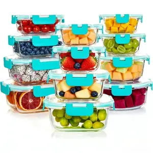 [Limited Time Deal] 24-Piece Glass Food Storage Containers Set (12 Containers + 12 Lids) - High Borosilicate Glass Meal Prep Containers, BPA-Free, Airtight Leakproof Lids, Microwave/Oven/Dishwasher Safe, Stackable Kitchen Organization, Multi-Size