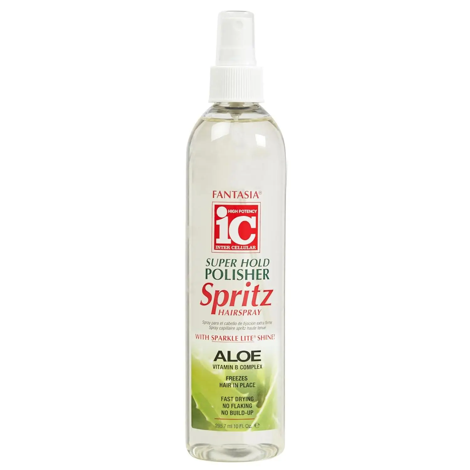 Fantasia IC Super Hold Polisher Spritz Hair Spray, Shine Enhancing & Frizz Control with Vitamin B Complex, Alcohol-Based & Non-Aerosol to Freeze Styles, 10 oz, Bottle, Adults, Freezes Styles, Normal, Fragranced, Single Item, Contains Alcohol, Fantasia Pol