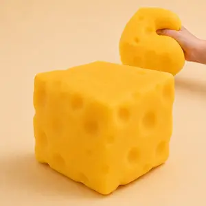 Jumbo Cheese Squishy Toy, Slow Rebounding TPR Fidget Stress Ball, Moldable Sensory Squeeze Toy for Kids & Adults Relax,big cheese squishy