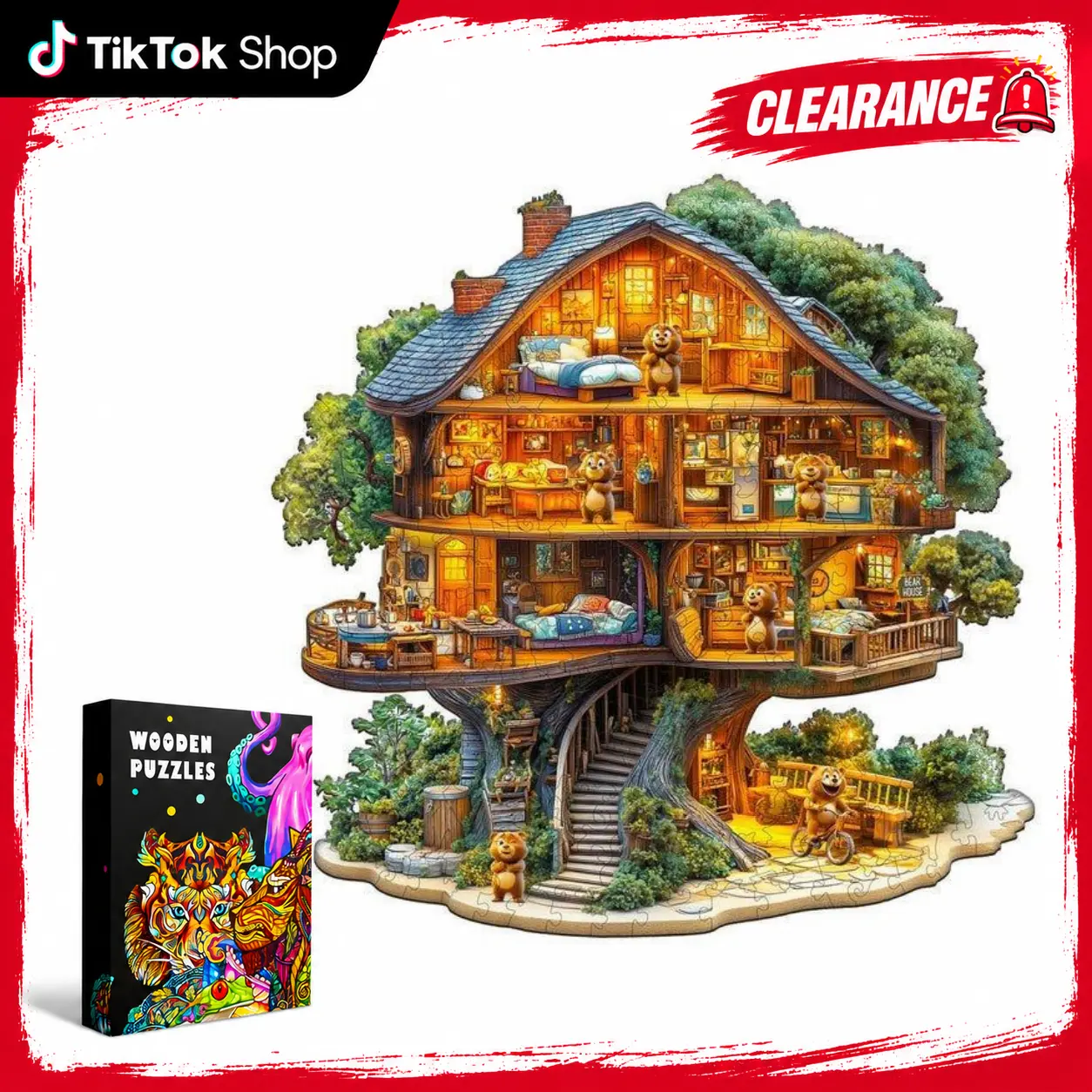 【HOT!】Woodbests XS Size For Kids Size (50-70pcs) Collection Wooden Jigsaw Puzzle for Adults and Kids Unique Shape Animal Wood Puzzles Challenging Puzzle Family Game Creative Gifts，Laser-Cut Durable HDF Wood Puzzle